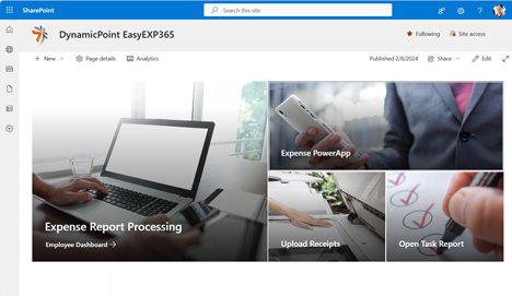 EasyEXP365 Expense Management Main Dashboard